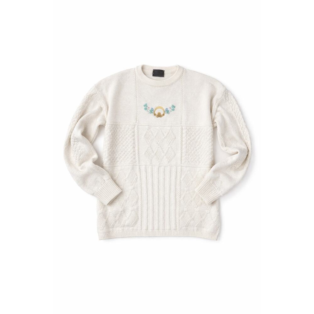 Emerald Isle Vintage Sweater Made in Ireland Cream Knit Women’s L